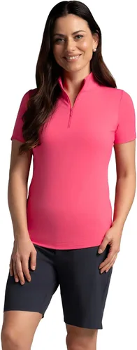 Vista 2 de IBKUL Women's Wear Sun Protective UPF 50+ Icefil Cooling Short Sleeve Mock Neck Top