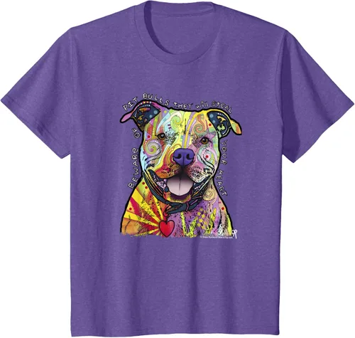 Vista 50 de Beware Of Pit Bulls, Dean Russo Pitbull Original - Camiseta para amantes de los perros, Negro