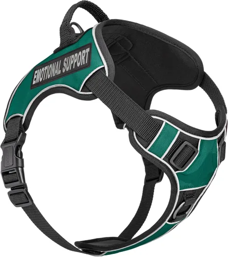 Vista 13 de Dogline Quest - Arnés para perro sin tirones con soporte emocional parches reflectantes extraíbles suave y cómodo chaleco para perro con hebilla