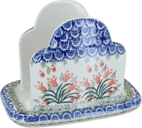 Vista 32 de Blue Rose Polish Pottery - Servilletero de Puntos Pequeños Azules - 5" x 5" - Servilleteros de Cerámica, Accesorios Decorativos para Mesa de Comedor