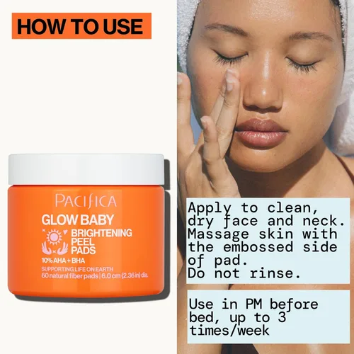 Vista 12 de Pacifica Beauty, Glow Baby - Almohadillas exfoliantes para bebés, 10% AHA y BHA, 60 unidades, ilumina y exfolia, para todo tipo de piel, sin