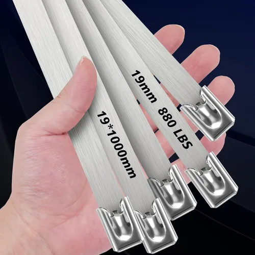 Vista 9 de Bridas de metal de 24 pulgadas, bridas de acero inoxidable largas, correas de bloqueo automático resistentes de 500 libras, bridas de cables