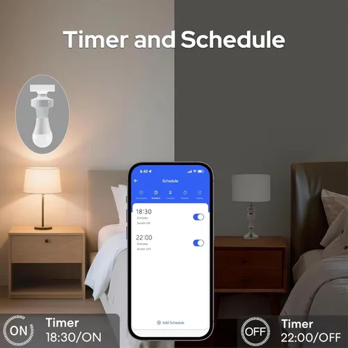 Vista 6 de Adaptador de enchufe de luz, control remoto de protocolo Zigbee,Adaptador de bombilla E26/E27, control remoto de aplicación, adaptador de corriente