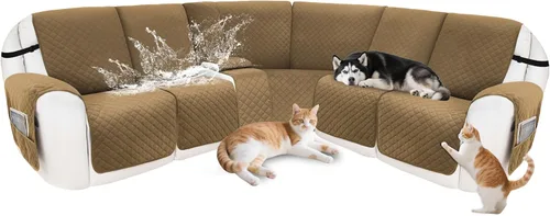 Vista 22 de Fundas para sofá modular reclinable, de terciopelo en forma de L, funda de consola central para perros y mascotas, lavable antideslizante, 1 funda