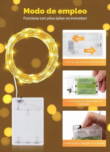 Vista 9 de Minetom - Luces de hadas a pilas con control remoto, 33 pies, 100 luces LED impermeables para interior y exterior, luz titilante estrellada