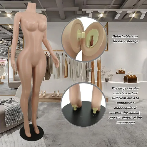 Vista 4 de Curvy BBL - Maniquí de cuerpo completo de tamaño grande con soporte ajustable de 65 pulgadas, base de metal, maniquí de vestido femenino realista