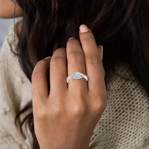Vista 3 de JO WISDOM Anillo de plata de ley 925 para mujer, anillo de compromiso de boda y aniversario con anillo de circonita cúbica 5A de 0.197 in