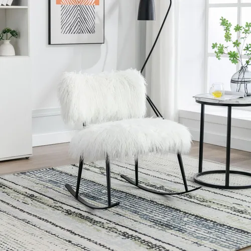 Vista 9 de KEVINSPACE Mecedora moderna, moderna silla ligera tapizada para cuarto de bebé, silla mecedora para guardería, cómoda silla de acento cargada
