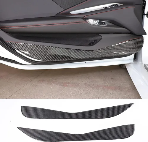 Vista 9 de Cubierta de protección contra patadas para puerta, protector de panel compatible con Corvette C8 Z06 2020-2025, decoración de fibra de carbono