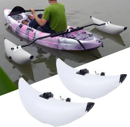 Vista 4 de Flotador inflable de PVC para kayak con brazos de compañera, caña de kayak, barco, pesca, flotador, estabilizador, kit de sistema de flotación
