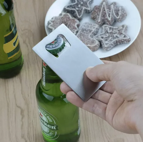 Vista 4 de Wekioger Abrebotellas de tarjetas de crédito para tu cartera, 6 paquetes