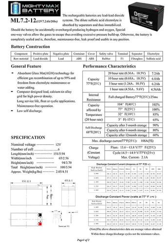 Vista 6 de Mighty Max Battery Batería de repuesto SLA de 12V 7Ah compatible con Sigmas SP12-7.5 - Paquete de 10
