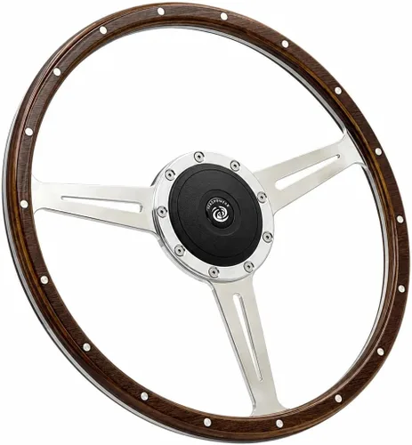 Vista 7 de Volante de madera laminada de 14 pulgadas con botón de bocina