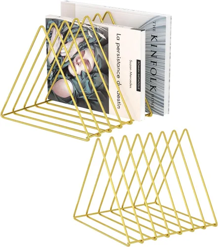 Vista 10 de Urban Deco Organizador de escritorio triangular, soporte para revistero de alambre de metal, 10 secciones, organizador de carpetas de archivos
