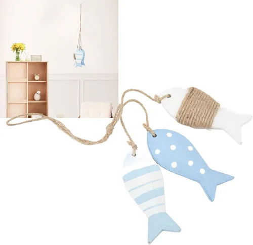 Vista 3 de Decoración de peces de madera, decoración de peces de madera de plplaaoo colgante, decoraciones de peces para pared, decoración de madera flotante