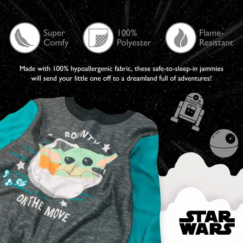 Vista 3 de STAR WARS boys 2-piece Loose-fit Pajama Set, Soft & Cute for Kids
