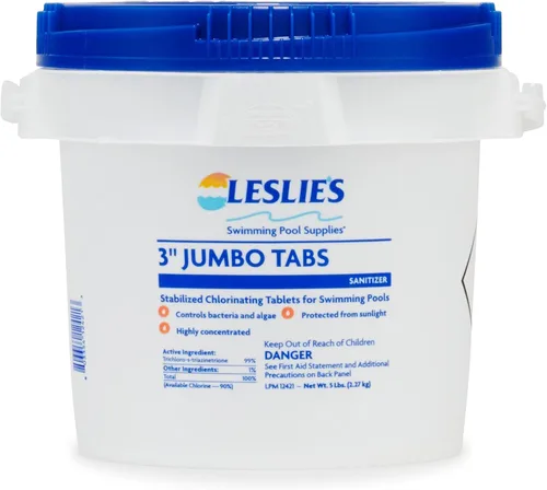 Vista 4 de Leslie's Paquete de cloro y choque para piscinas desinfectantes, incluye cubo de 5 libras de tabletas de cloro estabilizadas de 3 pulgadas y 6