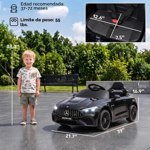 Vista 8 de Qaba Coche eléctrico de 12 V con licencia Mercedes AMG CLE 53 Ride On Car Negro