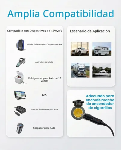 Vista 6 de Paquete de 2 tomas de extensión impermeables para encendedor de cigarrillos