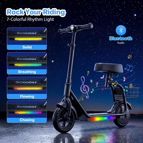 Vista 6 de iScooter Scooter eléctrico para niños 2 en 1 ik7, alcance de hasta 12 mph y Negro oscuro