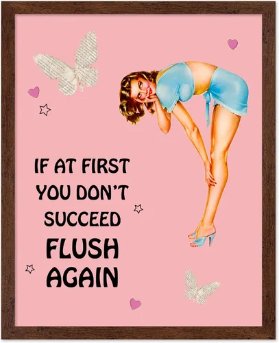 Vista 11 de Poster Master Pin Up Girl Poster - Better Late Than Ugly Print - Butterfly Art - Modern Art - Trendy Art - Gift for Men & Women - Funny Decor for