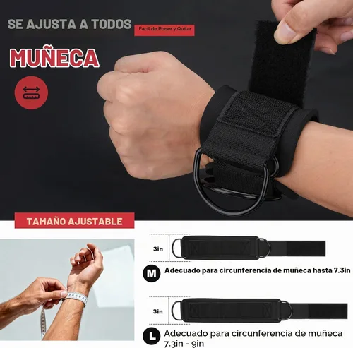 Vista 3 de Correas de muñeca para máquinas de cable, muñequeras para hombres y mujeres, correas acolchadas de neopreno para equipos de entrenamiento de fuerza