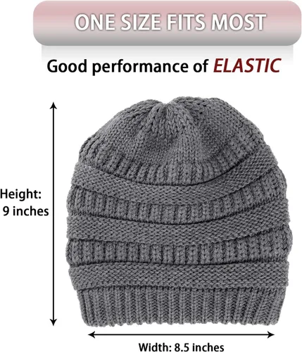 Vista 5 de Winter Knit Beanie for Women Satin Lined Cable Thick Chunky Cap Mens Soft Slouchy Warm Hat