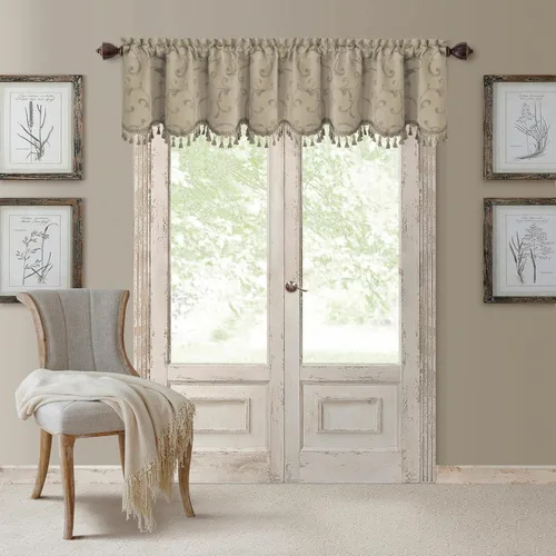 Vista 54 de Elrene Home Fashions Cenefa Opaca Jacquard Scroll Mia, 52" x 19" (1 Cenefa), Dorado