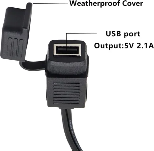 Vista 8 de GELRHONR SAE - Cable de conexión rápida a USB para motocicleta, puerto USB de 5 V 2.1 A, enchufe de alimentación con cubierta impermeable