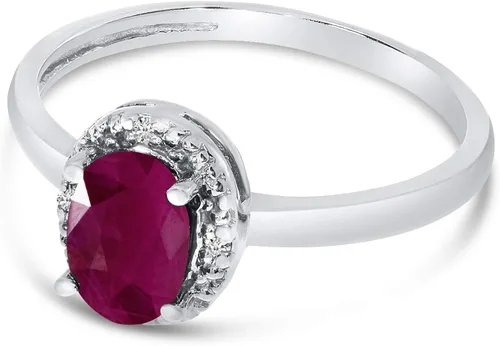Vista 3 de Direct-Jewelry Anillo de diamantes y rubí ovalado de oro blanco de 10k