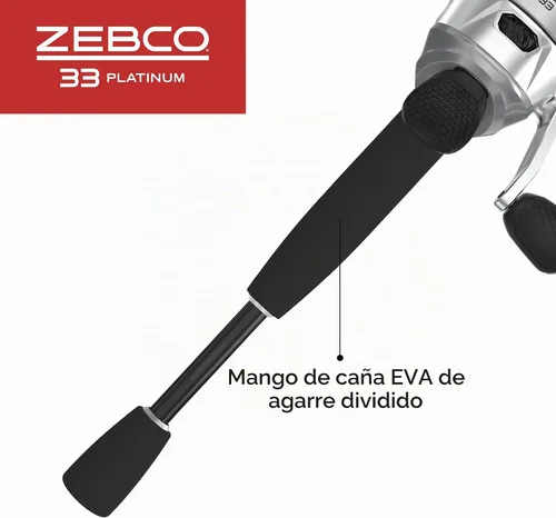 Vista 6 de Zebco 33 Platinum Spincast carrete y caña de pescar, embrague anti-marcha atrás