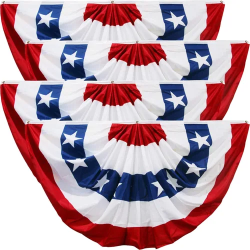 Vista 17 de HOOSUN Decoraciones del 4 de julio, banderines de bandera estadounidense para exteriores, decoraciones patrióticas del 4 de julio de 1.5 x 3 pies