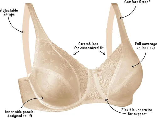Vista 5 de Playtex Secrets Love My Curves Signature Floral Underwire - Corpiño de cobertura completa #4422