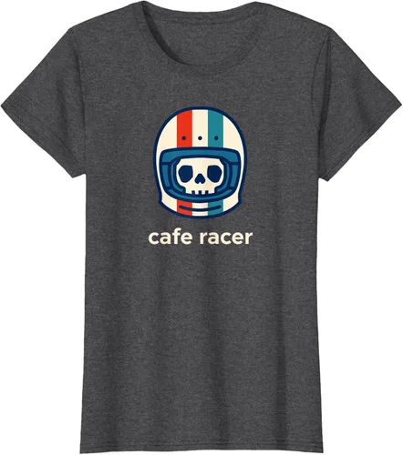 Vista 6 de Cafe Racer Moda Simple Casco Diseño Motocicleta Camiseta Negro