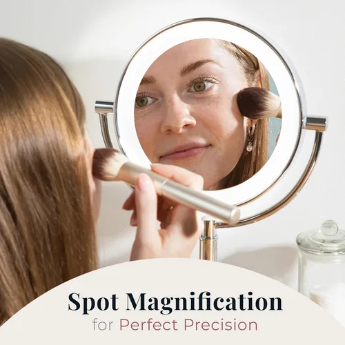 Vista 6 de Zadro Laguna Espejo de maquillaje de 11 pulgadas con luces y aumento LED iluminado espejo de maquillaje con aumento 10X/1