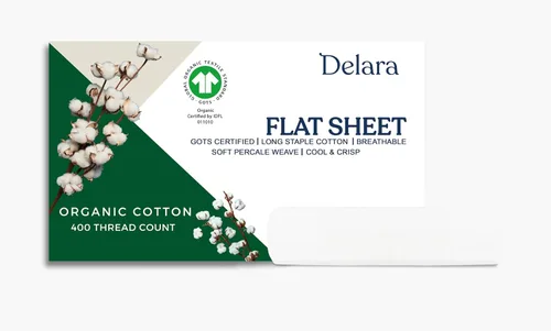 Vista 12 de GOTS Certified 100% Organic Cotton Flat Sheet, 400TC Long Staple Cotton, Ultra Soft, Silky, Moisture-Wicking, Smooth & Breathable, Best Sheets for