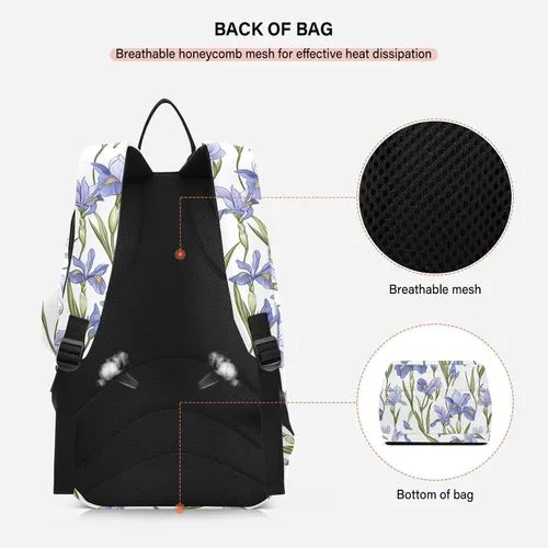 Vista 4 de Tennis and Badminton Bag Large Storage Iris Flowers 3 Rackets Badminton Racket Bag for Teen Boys Girls Men Women bolsos para raquetas