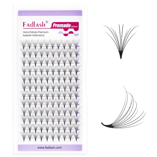 Vista 44 de FADLASH Extensiones de pestañas postizas en abanico con base puntiaguda 10D, extensiones de pestañas postizas de tallo medio, extensiones