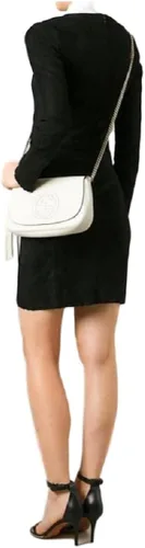 Vista 4 de Gucci Soho Bolso de mano de cuero blanco roto Crossbody Clutch Ivory Italia Bag GG NUEVO, Marfil