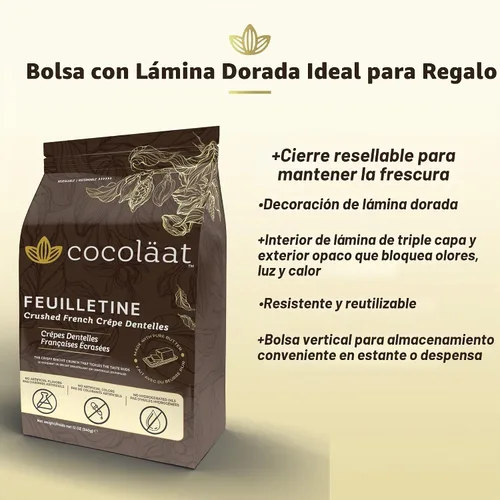 Vista 3 de Cocoläat Feuilletine - Dentelas de crêpe francesa trituradas Crunch de galletas desmenuzadas Hecho con mantequilla real Importado de Francia