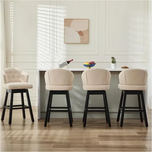 Vista 17 de Juego de 2 taburetes de bar giratorios de 29 pulgadas, taburetes de bar tapizados con respaldo, sillas modernas de altura de mostrador para isla