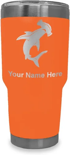 Vista 15 de LaserGram Vaso aislado al vacío de 20 onzas, tiburón martillo, grabado personalizado incluido (negro)