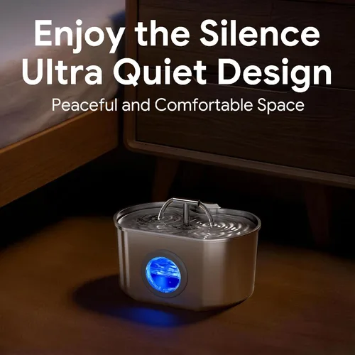 Vista 5 de Fuente de agua para gatos de acero inoxidable - Fuente de agua para mascotas para gatos en interiores - Dispensador automático de agua de 2.2L/74oz