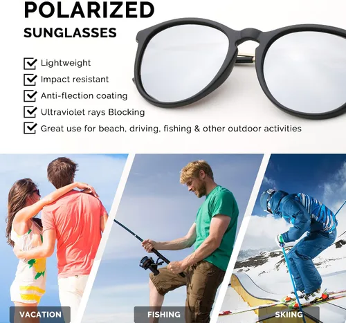 Vista 4 de JOORTI Gafas de sol polarizadas para mujeres y hombres protección UV