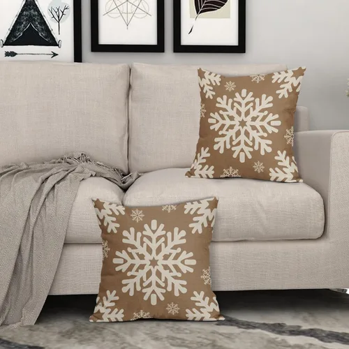Vista 38 de Fundas de almohada decorativas de Navidad negras 40x40 cm con copos de nieve blancos de Navidad, juego de 2, temática rústica de invierno