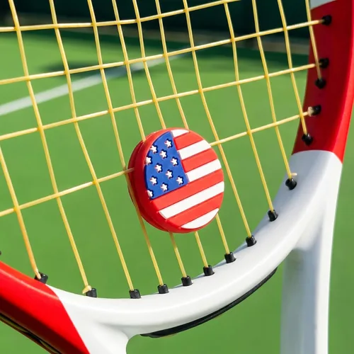 Vista 7 de Amosfun Amortiguador de tenis de silicona con bandera americana, amortiguadores de tenis de raqueta, vibración, cuerdas de raqueta, amortiguadores