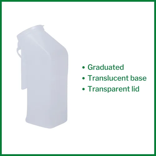 Vista 2 de McKesson Orinal macho con tapa transparente - Cuerpo translúcido, graduado, plástico - 1 cuarto de galón / 33.8 fl oz, 6 unidades Translucent