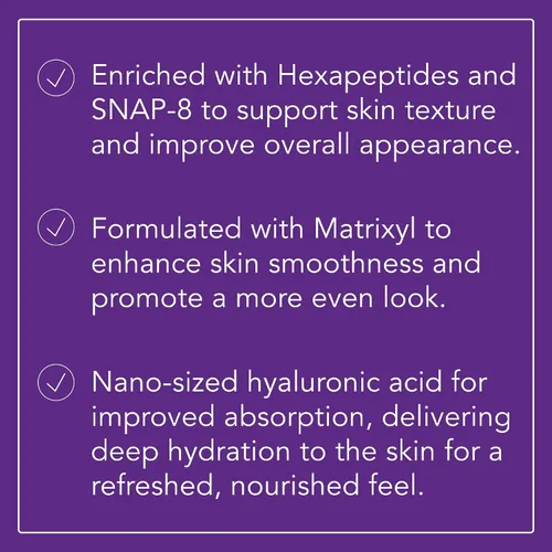 Vista 3 de Omni Bioceuticals Suero hialurónico rejuvenecedor con hexapéptidos, hidratación profunda, relleno instantáneo, absorción rápida, péptido