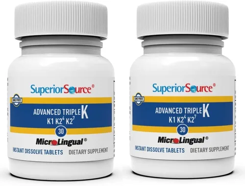 Vista 9 de Superior Source Triple K, fórmula 3 en 1, MK-4 500 mcg, MK-7 50 mcg, K1 500 mcg, tabletas microlignuales de disolución rápida, 30 unidades, huesos