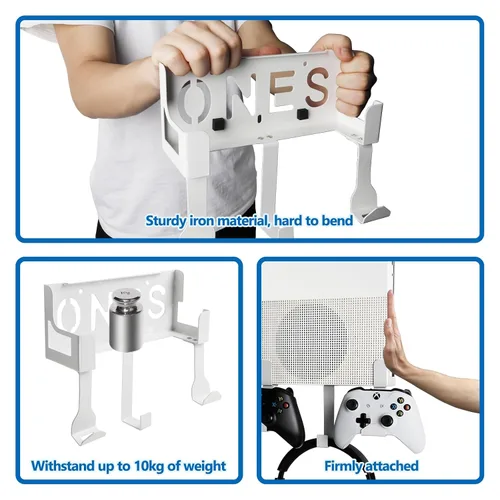 Vista 3 de Nymus Wall Mount for Xbox One S, Metal Wall Mount Holder for Xbox One S with Detachable 2 Controller Holder & Headphone Hanger